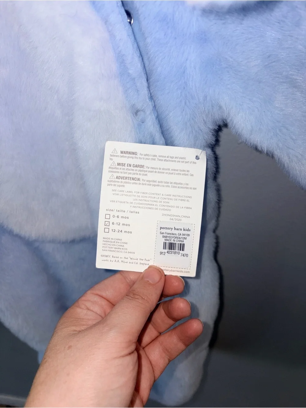 NWT Pottery Barn Winnie The Pooh EEYORE Full-coverage Plush Costume Size 6-12M